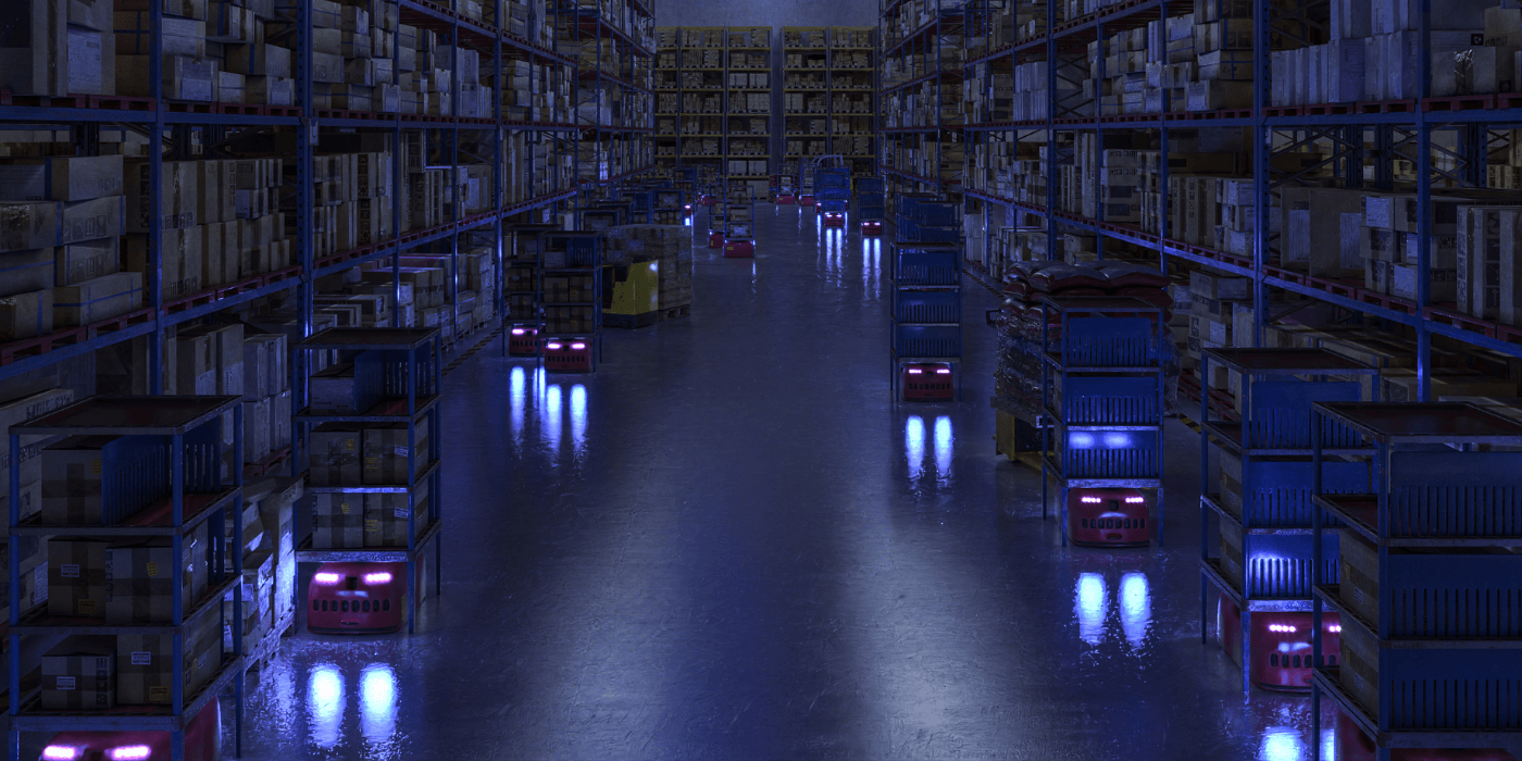 warehouse with dimmed lights